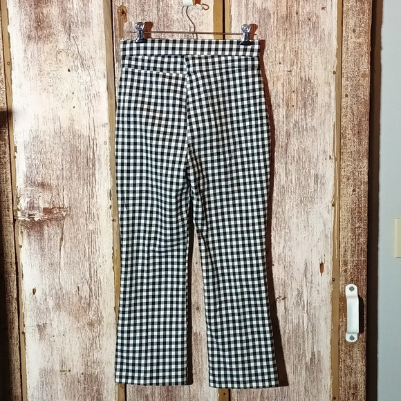 Free People high rise cropped flare checked gingham zip button closure Medium - Picture 3 of 12